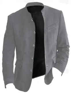 Men's Lightweight Jacket Casual Jacket Faux Suede Jacket Going out Soft Buckle Spring & Fall Casual Stand Collar Regular Light Khaki Black Navy Blue Khaki Army Green Jacket