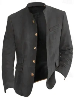 Men's Lightweight Jacket Casual Jacket Faux Suede Jacket Going out Soft Buckle Spring & Fall Casual Stand Collar Regular Light Khaki Black Navy Blue Khaki Army Green Jacket