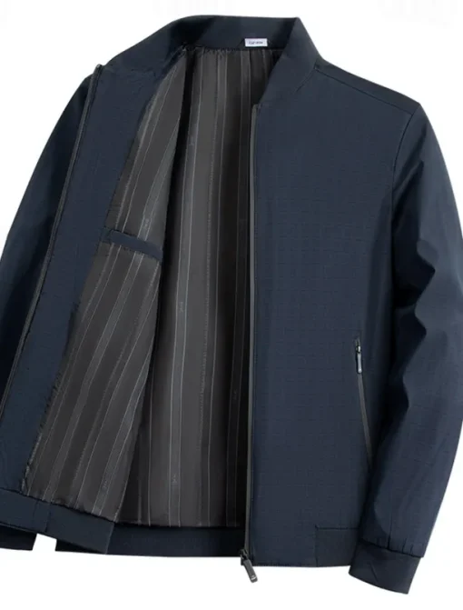 Men's Lightweight Jacket Formal Office Zip Up Spring Spring & Fall Neutral Daily Navy Blue Army Green Jacket