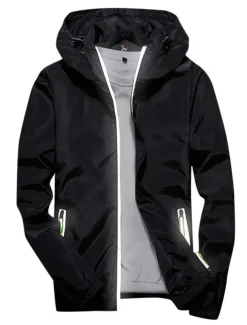 Men's Lightweight Jacket Outdoor Jacket Summer Jacket Hoodie Jacket Outdoor Leisure Sports Reflective Anti-UV Hooded Summer Spring Solid Color Classic Navy Black White Red Orange Jacket