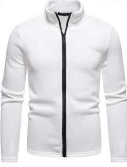 Men's Lightweight Jacket Summer Jacket Casual Jacket Vacation Daily Warm Pocket Fall & Winter Plain Fashion Classic Stand Collar Regular Black White Light Grey Dark Gray Jacket