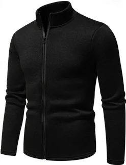 Men's Lightweight Jacket Summer Jacket Casual Jacket Vacation Daily Warm Pocket Fall & Winter Plain Fashion Classic Stand Collar Regular Black White Light Grey Dark Gray Jacket