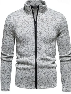 Men's Lightweight Jacket Summer Jacket Casual Jacket Vacation Daily Warm Pocket Fall & Winter Plain Fashion Classic Stand Collar Regular Black White Light Grey Dark Gray Jacket