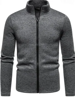 Men's Lightweight Jacket Summer Jacket Casual Jacket Vacation Daily Warm Pocket Fall & Winter Plain Fashion Classic Stand Collar Regular Black White Light Grey Dark Gray Jacket