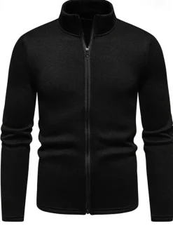 Men's Lightweight Jacket Summer Jacket Casual Jacket Vacation Daily Warm Pocket Fall & Winter Plain Fashion Classic Stand Collar Regular Black White Light Grey Dark Gray Jacket