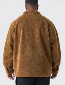 Men's Lightweight Jacket Shirt Jacket Fleece Jacket Formal Home Pocket Winter Spring & Fall Solid Color Vintage Fashion Shirt Collar Regular Yellow Red Gray Jacket