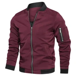 Men's Lightweight Jacket Summer Jacket Bomber Jacket Windbreaker Vacation Leisure Sports Windproof Layered Slim Fit Fall Pure Color Classic & Timeless Minimalist Crewneck Regular Regular Fit Black