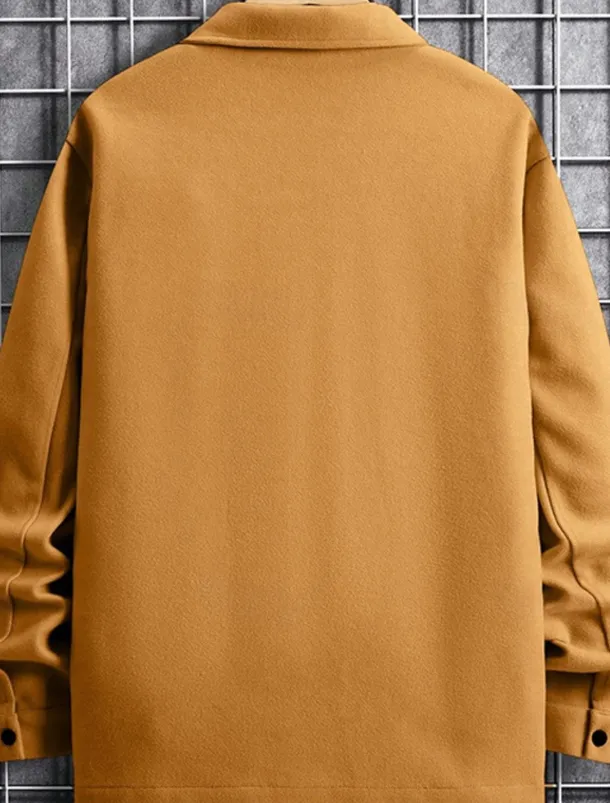 Men's Lightweight Jacket Trucker Jacket Summer Jacket Shirt Jacket Vacation Daily Pocket Fall & Winter Plain Fashion Classic Lapel Regular Apricot Black Yellow Navy Blue Light Grey Jacket