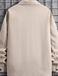 Men's Lightweight Jacket Trucker Jacket Summer Jacket Shirt Jacket Vacation Daily Pocket Fall & Winter Plain Fashion Classic Lapel Regular Apricot Black Yellow Navy Blue Light Grey Jacket