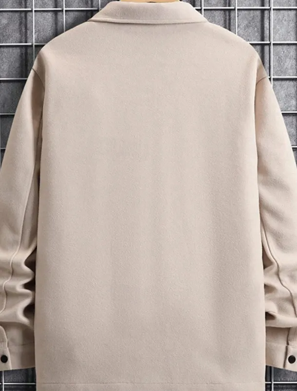 Men's Lightweight Jacket Trucker Jacket Summer Jacket Shirt Jacket Vacation Daily Pocket Fall & Winter Plain Fashion Classic Lapel Regular Apricot Black Yellow Navy Blue Light Grey Jacket