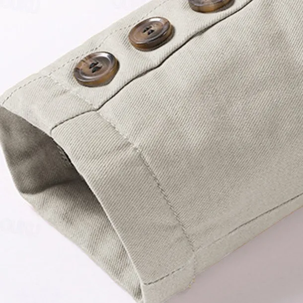 Men's Lightweight Jacket Trucker Jacket Outdoor Jacket Summer Jacket Daily Wear Workfashion Windproof Buttons Inside Pocket Spring Fall Plain Stylish Business Shirt Collar Regular Black khaki Army