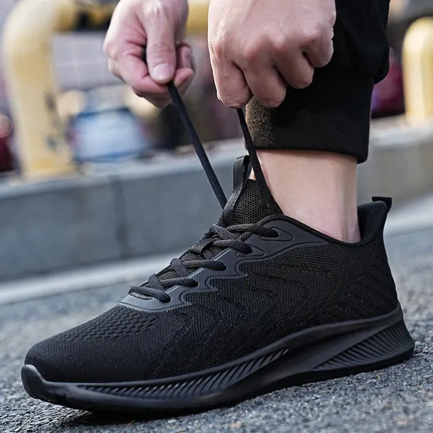 Men's Lightweight Red Mesh Running Shoes - Breathable Athletic Sneakers for Sports and Casual Wear