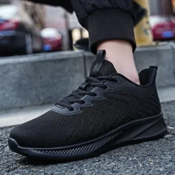 Men's Lightweight Red Mesh Running Shoes - Breathable Athletic Sneakers for Sports and Casual Wear