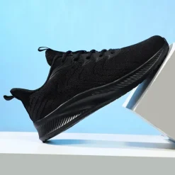 Men's Lightweight Red Mesh Running Shoes - Breathable Athletic Sneakers for Sports and Casual Wear