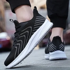 Men's Lightweight Red Mesh Running Shoes - Breathable Athletic Sneakers for Sports and Casual Wear