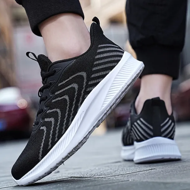 Men's Lightweight Red Mesh Running Shoes - Breathable Athletic Sneakers for Sports and Casual Wear