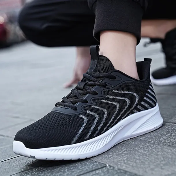 Men's Lightweight Red Mesh Running Shoes - Breathable Athletic Sneakers for Sports and Casual Wear