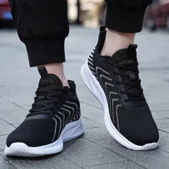 Men's Lightweight Red Mesh Running Shoes - Breathable Athletic Sneakers for Sports and Casual Wear