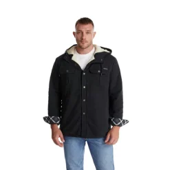 Men's Lined Fleece Hooded Shirt Jacket Sherpa Padded jacket Coat Work Flannel Button Down Shirt Jacket Winter Outdoor Thermal Warm Windproof Lightweight Outerwear Parka Hunting Ski Snowboard Fishing