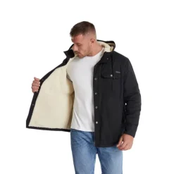 Men's Lined Fleece Hooded Shirt Jacket Sherpa Padded jacket Coat Work Flannel Button Down Shirt Jacket Winter Outdoor Thermal Warm Windproof Lightweight Outerwear Parka Hunting Ski Snowboard Fishing