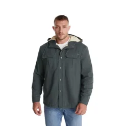 Men's Lined Fleece Hooded Shirt Jacket Sherpa Padded jacket Coat Work Flannel Button Down Shirt Jacket Winter Outdoor Thermal Warm Windproof Lightweight Outerwear Parka Hunting Ski Snowboard Fishing