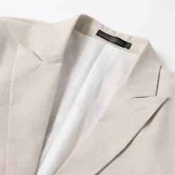 Men's Linen Blazer Business Fashion Casual Spring & Fall Polyester Linen Plain Pocket Buttons Comfortable Single Breasted Blazer White Light Green khaki