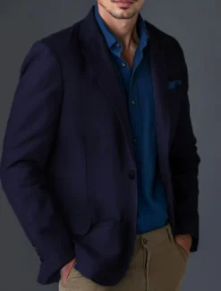 Men's Linen Blazer Sport Coat Notch Collar Fashion Casual Solid Colored Linen Blazer Blue Army Green Standard Fit Single Breasted One-button