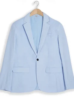 Men's Linen Blazer Sport Coat Notch Collar Fashion Casual Solid Colored Blazer Lake blue Sky Blue Dark Grey Standard Fit Single Breasted One-button