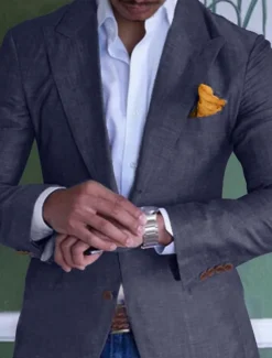 Men's Linen Blazer Sport Coat Closure collar Fashion Casual Solid Colored Blue Purple Green Tailored Fit Single Breasted Two-buttons