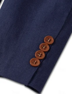 Men's Linen Blazer Sport Coat Closure collar Fashion Casual Solid Colored Blue Purple Green Tailored Fit Single Breasted Two-buttons