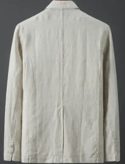 Men's Linen Blazer Sport Coat Wedding Casual Daily Fashion All Seasons Cotton Linen Solid Colored Basic Single Breasted Two-button Blazer White Sky Blue Beige