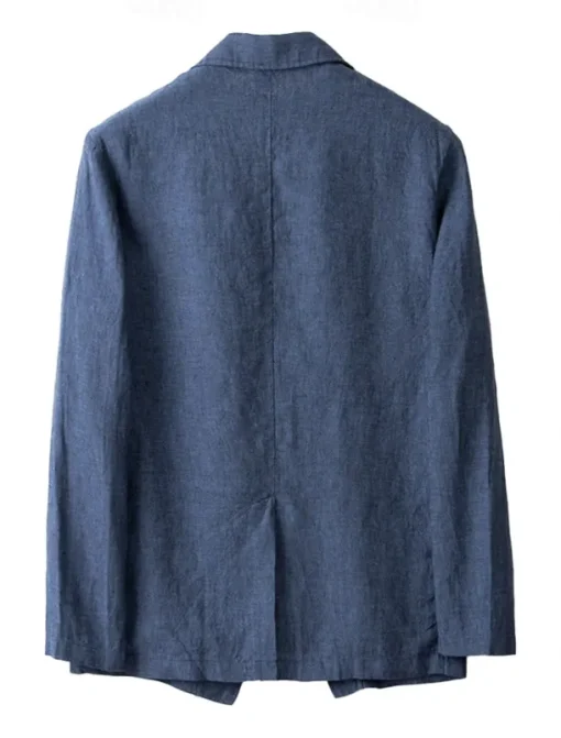 Men's Linen Blazer Suits Wedding Anniversary Vacation Elegant Neutral Spring & Fall Cotton Linen Solid Color Buttons Comfy Single Breasted Two-button Blazer Dark Gray Navy Blue