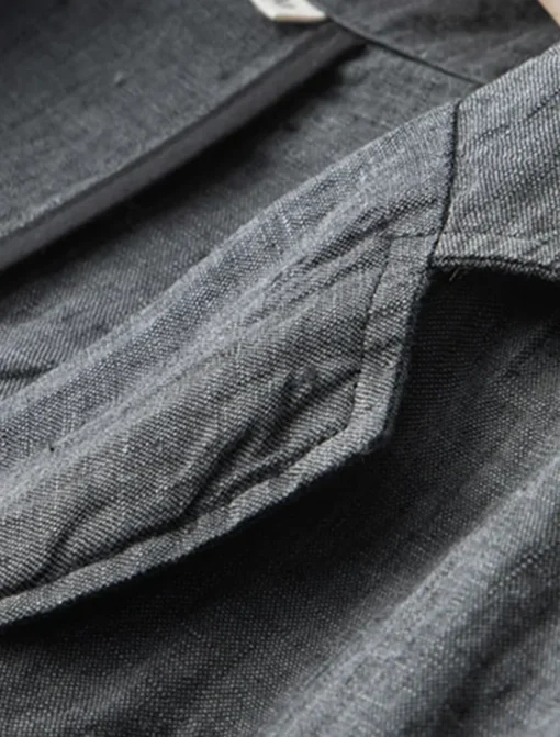 Men's Linen Blazer Suits Wedding Anniversary Vacation Elegant Neutral Spring & Fall Cotton Linen Solid Color Buttons Comfy Single Breasted Two-button Blazer Dark Gray Navy Blue