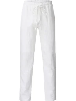 Men's Linen Pants Beach Pants Black White Blue M L XL