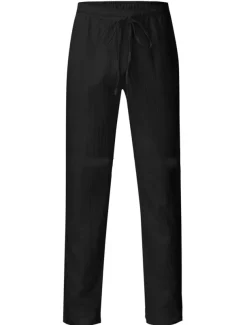 Men's Linen Pants Beach Pants Black White Blue M L XL