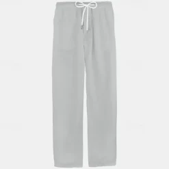 Men's Linen Pants Trousers Summer Pants Pocket Drawstring Elastic Waist Plain Comfort Breathable Vacation Daily Holiday Fashion Classic Style Black White Micro-elastic