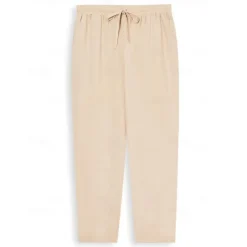 Men's Linen Pants Trousers Summer Pants Drawstring Elastic Waist Plain Comfort Soft Daily Beach Fashion Simple Khaki Micro-elastic