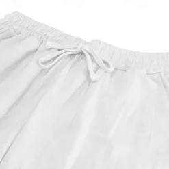 Men's Linen Pants Trousers Summer Pants Beach Pants Drawstring Elastic Waist Straight Leg Plain Comfort Breathable Full Length Casual Daily Holiday Vacation Fashion Black White