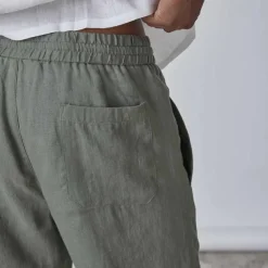 Men's Linen Pants Trousers Summer Pants Pocket Plain Comfort Breathable Daily Casual Black White