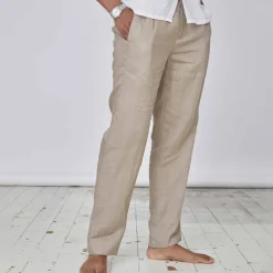 Men's Linen Pants Trousers Summer Pants Pocket Plain Comfort Breathable Daily Casual Black White