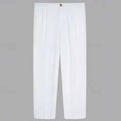 Men's Linen Pants Trousers Summer Pants Front Pocket Pleats Straight Leg Plain Comfort Breathable Casual Daily Holiday Fashion Basic Black White