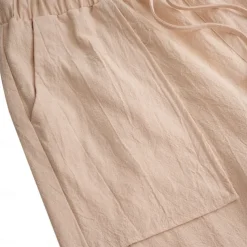 Men's Linen Pants Trousers Summer Pants Beach Pants Pocket Drawstring Elastic Waist Plain Daily Streetwear Fashion Casual Black White