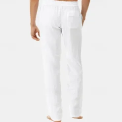 Men's Linen Pants Trousers Summer Pants Beach Pants Pocket Drawstring Elastic Waist Plain Comfort Breathable Vacation Daily Holiday Hawaiian Boho Black White