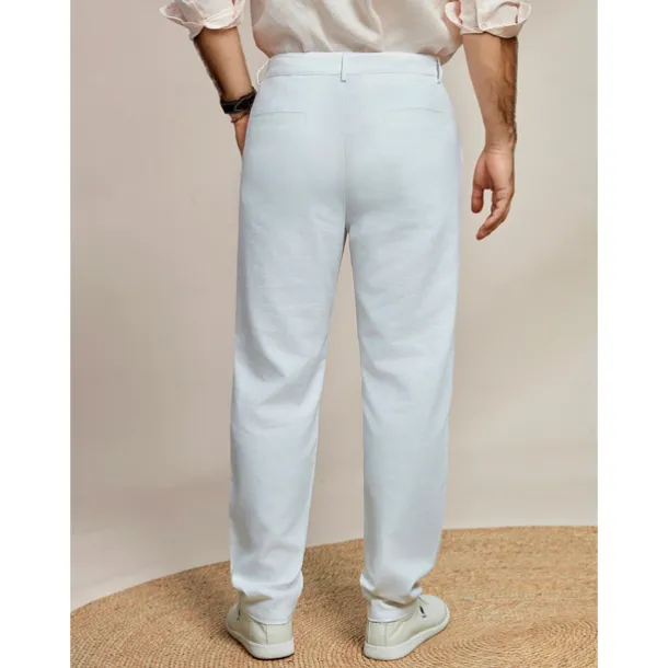 Men's Linen Pants Trousers Summer Pants Front Pocket Straight Leg Plain Comfort Breathable Casual Daily Holiday Fashion Basic White