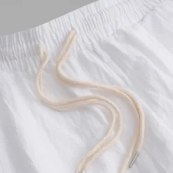 Men's Linen Pants Trousers Summer Pants Drawstring Elastic Waist Multi Pocket Plain Comfort Breathable Full Length Casual Daily Holiday Fashion Classic Style Black White Micro-elastic