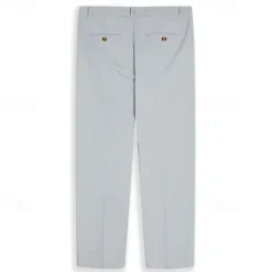 Men's Linen Pants Trousers Summer Pants Front Pocket Pleats Straight Leg Plain Comfort Breathable Casual Daily Holiday Fashion Basic Black White