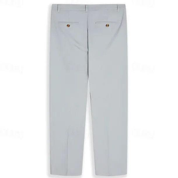 Men's Linen Pants Trousers Summer Pants Front Pocket Pleats Straight Leg Plain Comfort Breathable Casual Daily Holiday Fashion Basic Black White