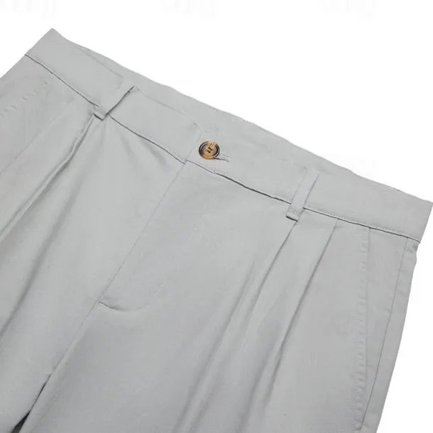 Men's Linen Pants Trousers Summer Pants Front Pocket Pleats Straight Leg Plain Comfort Breathable Casual Daily Holiday Fashion Basic Black White