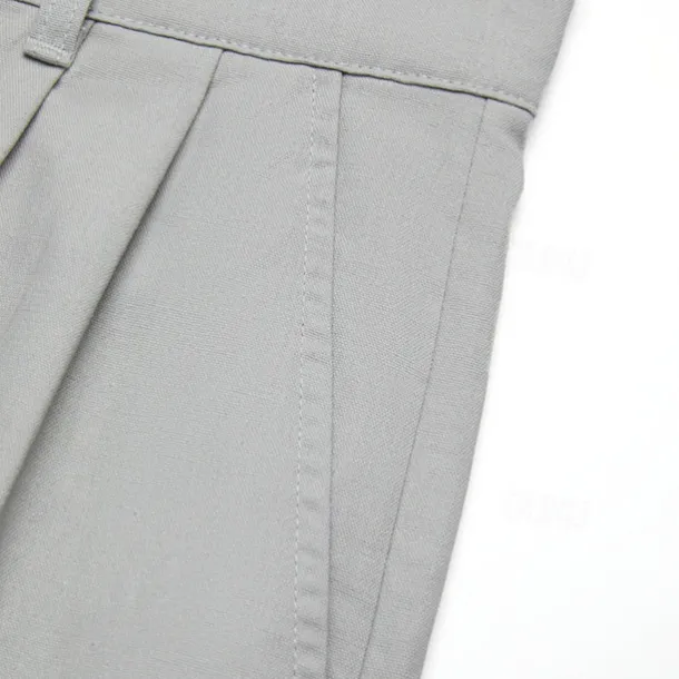 Men's Linen Pants Trousers Summer Pants Front Pocket Pleats Straight Leg Plain Comfort Breathable Casual Daily Holiday Fashion Basic Black White