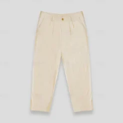Men's Linen Pants Trousers Summer Pants Front Pocket Straight Leg Plain Comfort Breathable Casual Daily Holiday Fashion Basic White Beige